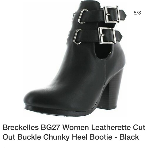 Breckelles Shoes - Breckelles G27 Block Bootie Black double buckle 9